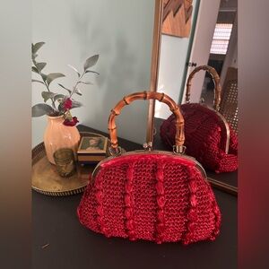 1950/60s Gaymode Red Raffia Lucite Purse